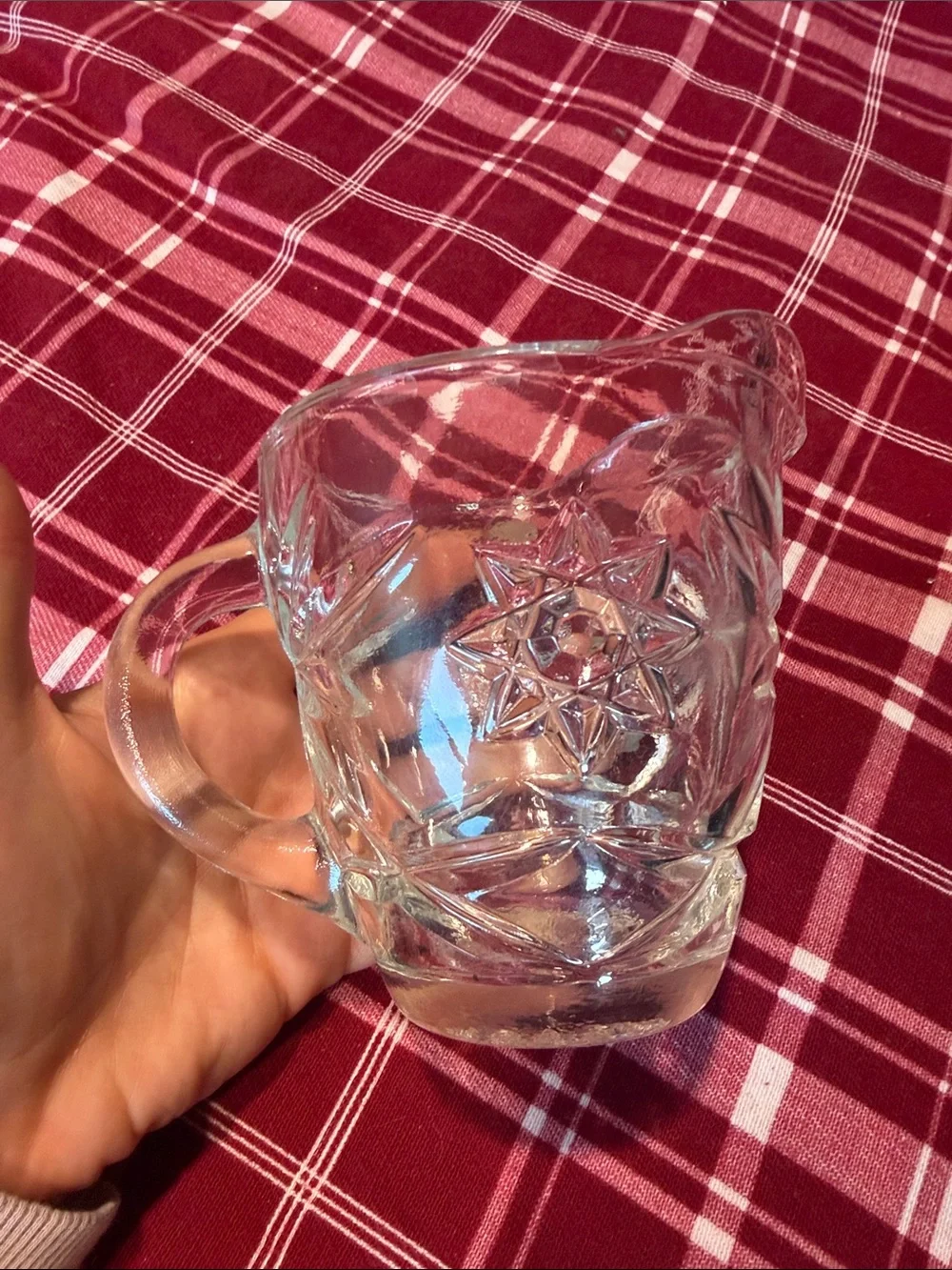 Vtg Anchor Hocking Star of David Glass Creamer Pitcher